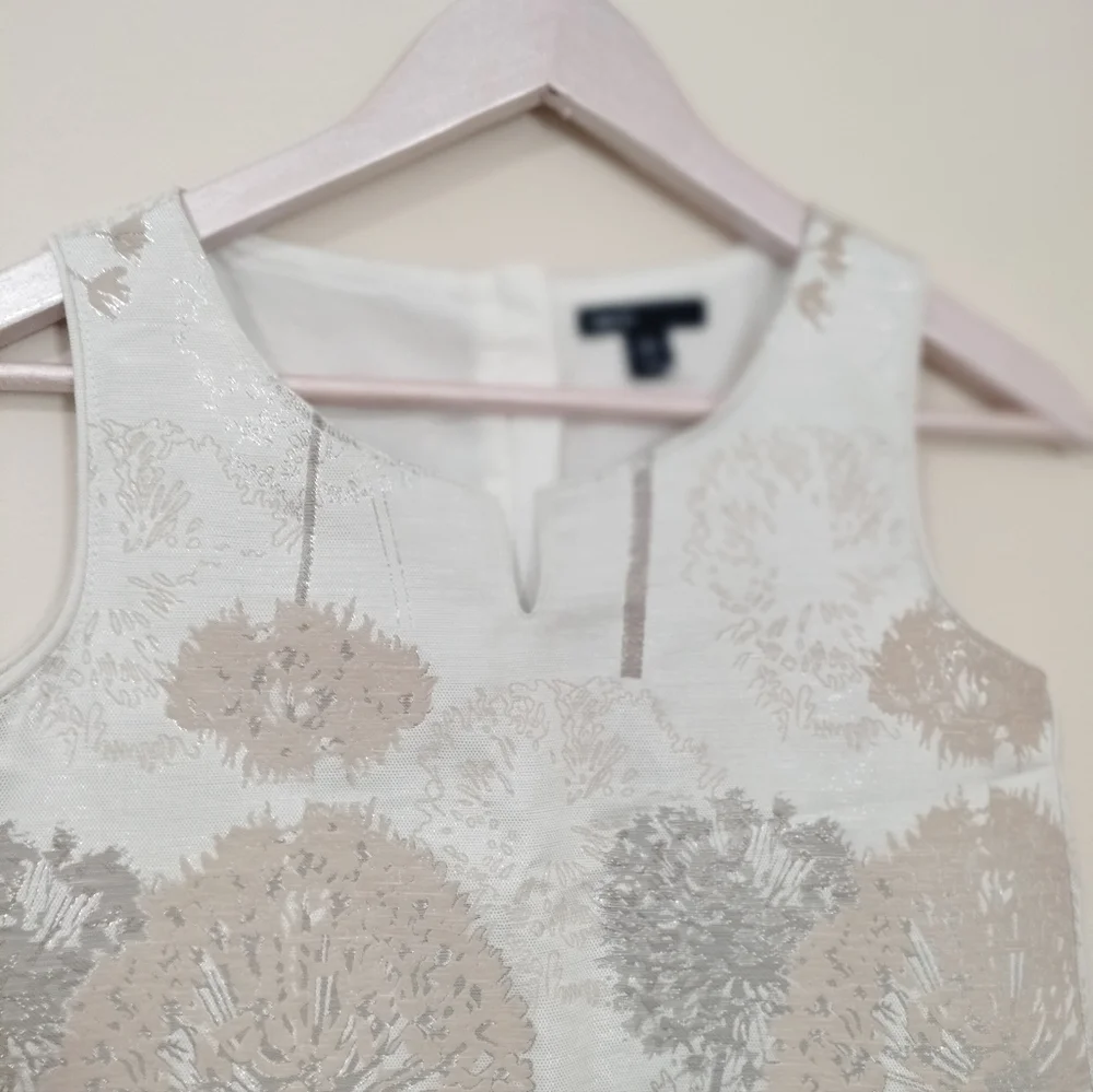 Gap Kids Sz XXL 14-16 Jacquard Floral Sleeveless Dress White and Beige Party